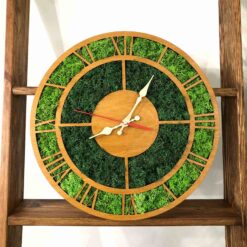 картина со мхом,часы,часы со мхом