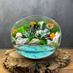 Великодній Флораріум із сукулентами та кроликами