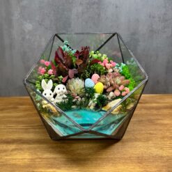 Великодній Флораріум із сукулентами та кроликами