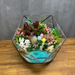 Великодній Флораріум із сукулентами та кроликами
