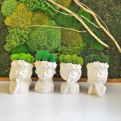 Гіпсові кашпо дівчата зі стабілізованим мохом