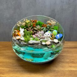 Великодній Флораріум із сукулентами та кроликами