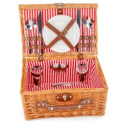 кошик для пікніка з виделками з лози