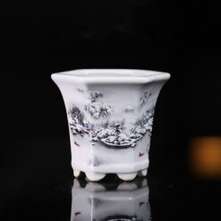 Бонсайница керамическая с белым пейзажем