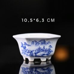 Бонсайниця керамічна з синім пейзажем