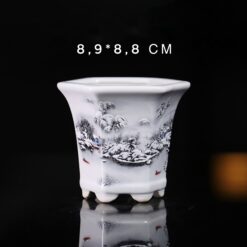 Бонсайница керамическая с белым пейзажем