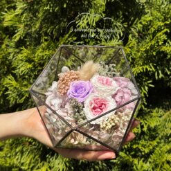 Флораріум зі стабілізованими квітами та топером Хмара