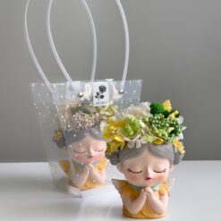 Кашпо Лісова фея у жовтому з букетом