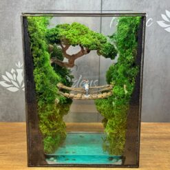 флораріум з мохом стабілізованим у скляному кубі з містком